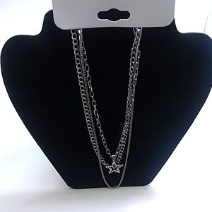 NEW star charm layered necklace silver